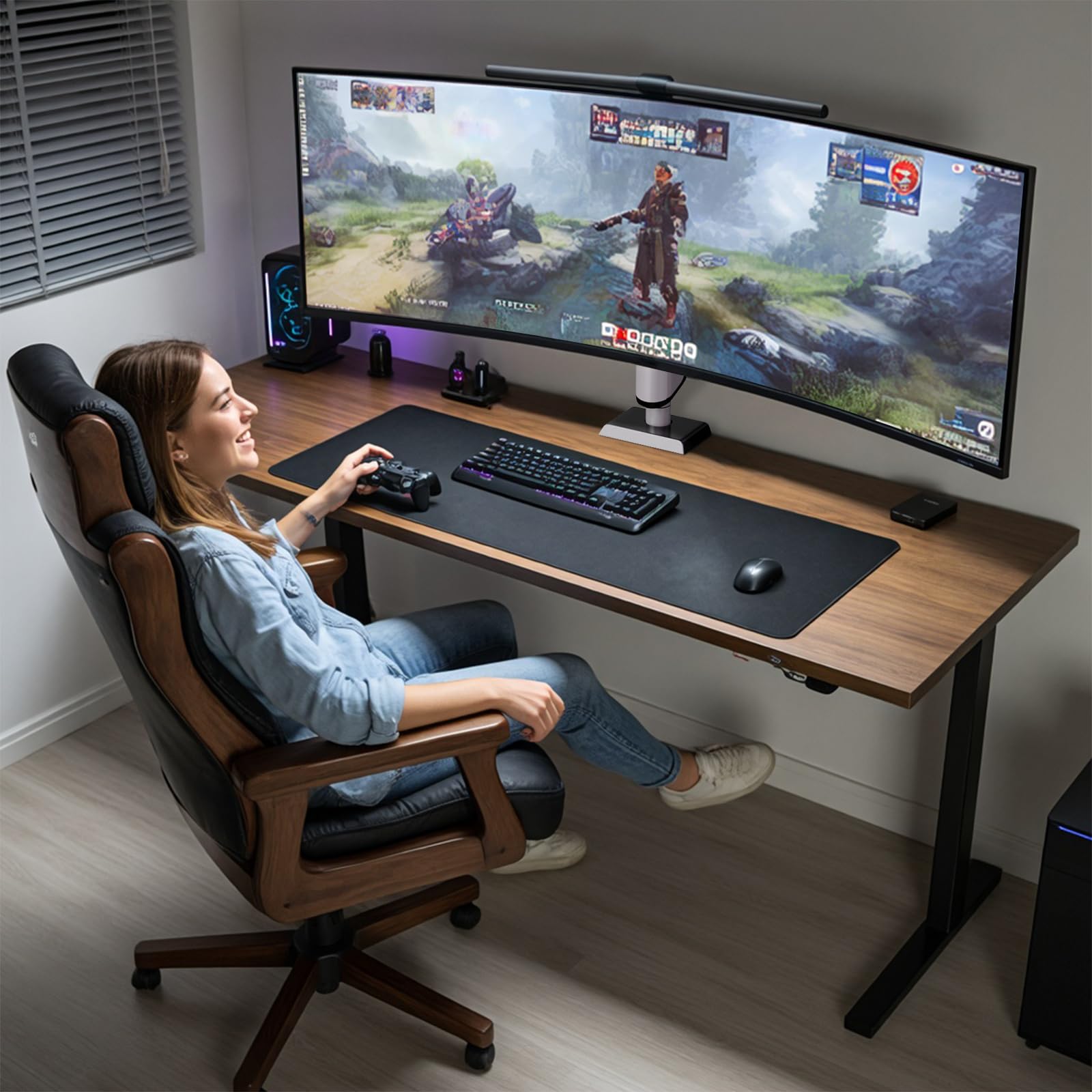 PUTORSEN Soporte de Monitor para Pantallas de 17 a 49 Pulgadas, Soporte de Brazo para un Monitor Soporta 2~18 kg, Ajuste de Altura sin Esfuerzo con inclinación, Giro y rotación, VESA 75/100 mm