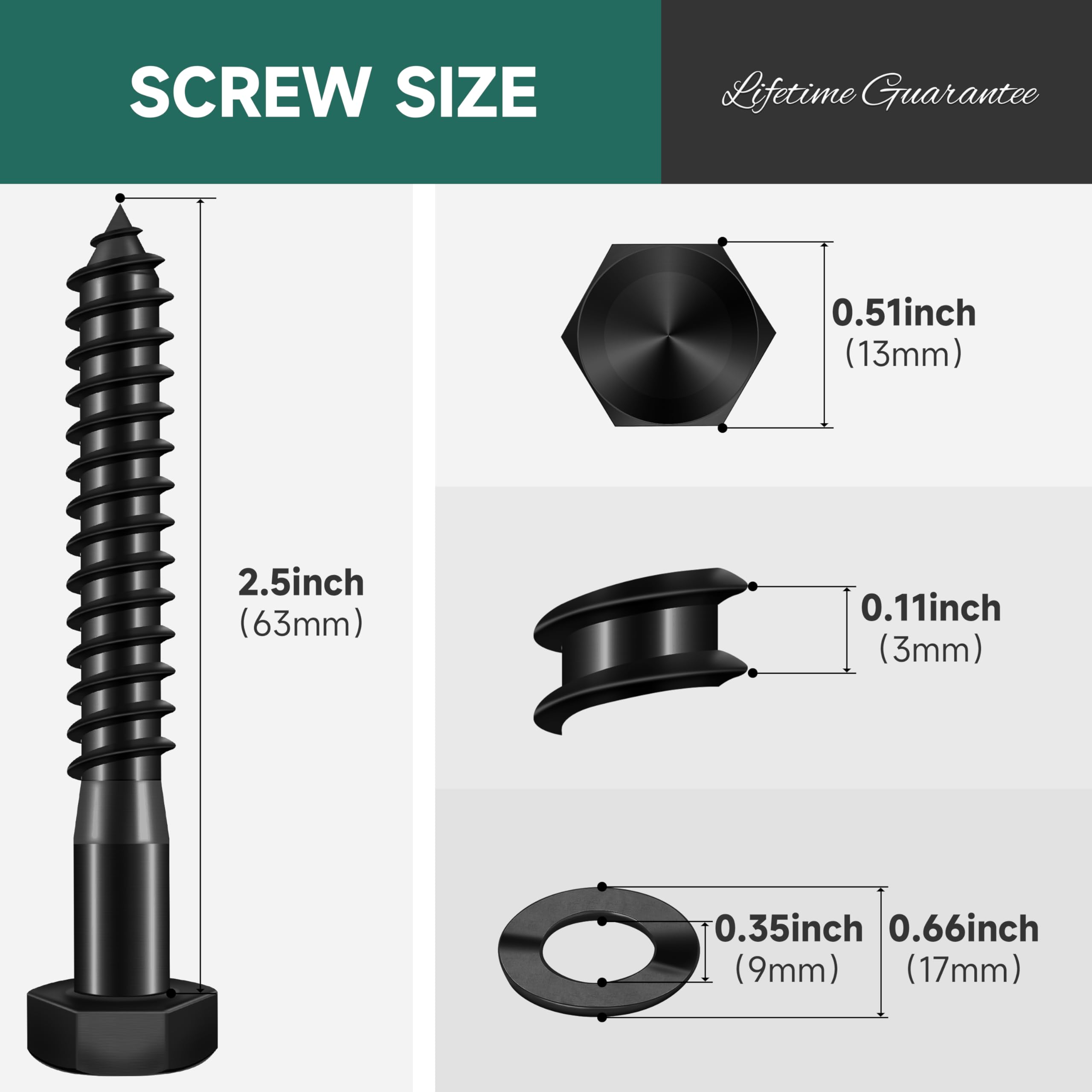 Stainless Steel Lag Bolts - 12 Pack Heavy Duty -2 Stainless Steel Lag Bolts - 12 Pack Heavy Duty -2