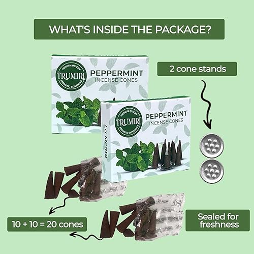 Miniatura 2 de Conos de incienso de menta  Total de 20 conos de incienso  Paquete doble de 10 conos de insencia  Conos de incienso perfumados  aromas de incienso