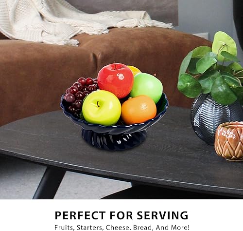 Miniatura 3 de Cuenco de frutas de cerámica de 9.5 pulgadas, plato decorativo para servir, bandeja de frutas o cesta de frutas para encimeras de cocina, granjas,