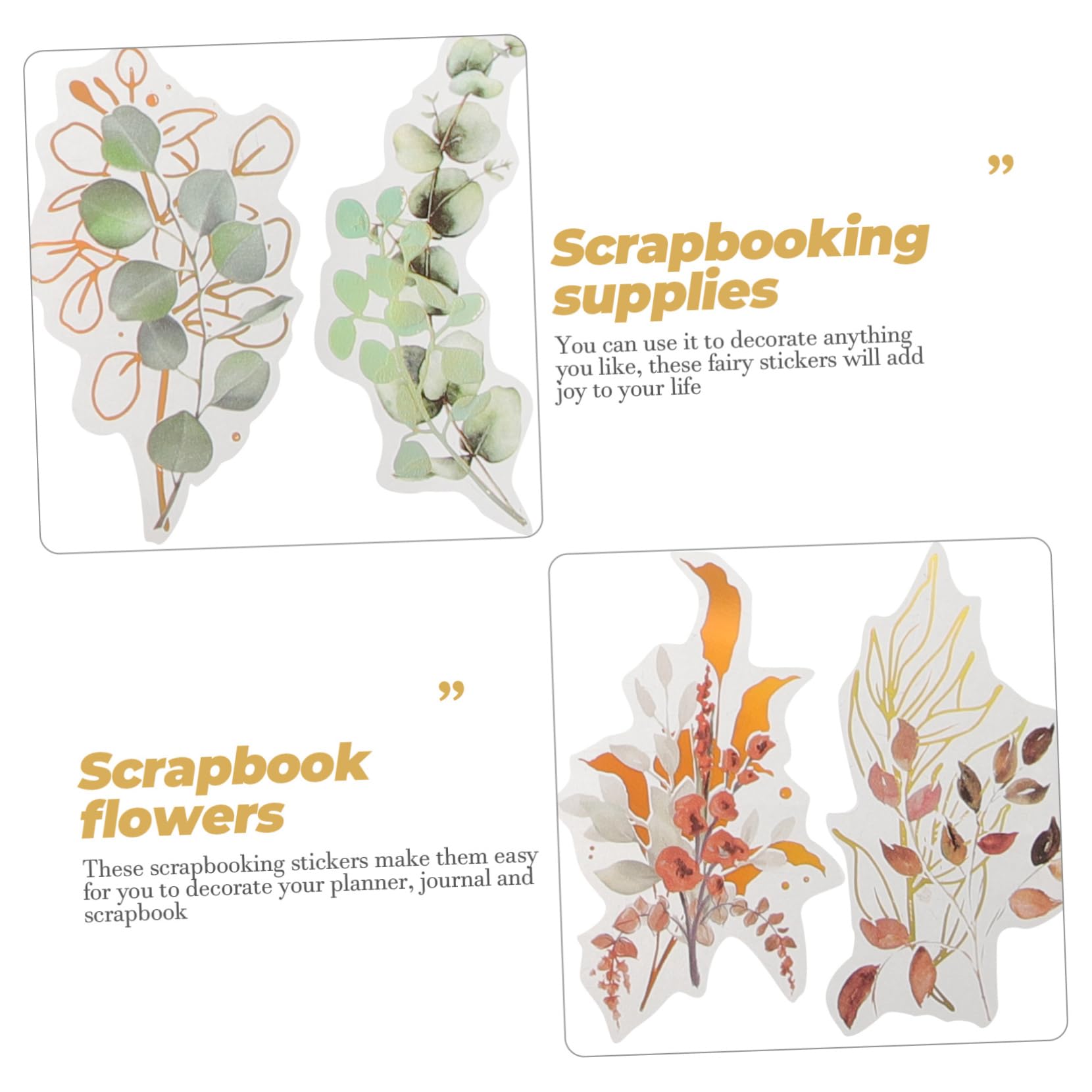 DOITOOL 4 Sätze Holographische Pflanzenaufkleber Für Scrapbooking Diy Blumenaufkleber Für Bastelprojekte Tagebücher Und Dekorationen 240 Stück * 4