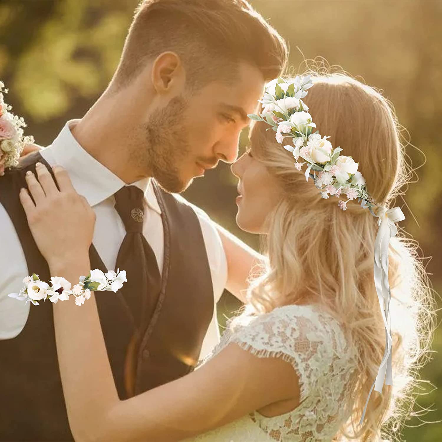 Coroncine Fiori Per Addio Nubilato - 20 Pezzi Con Fascia Sposa E Tiara (Colorate) - Foto 6