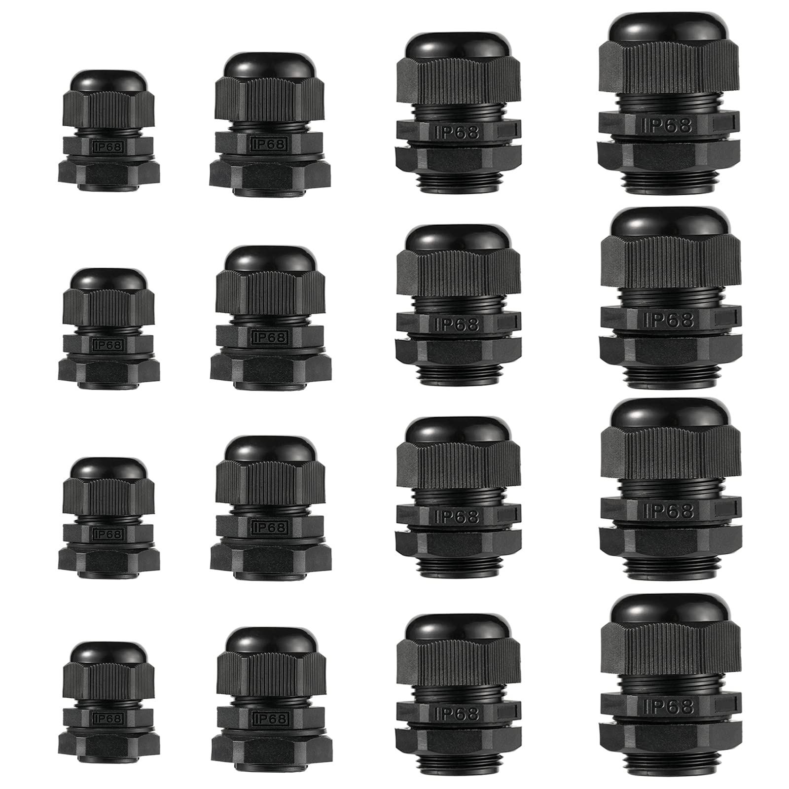 PENGLIN NPT Nylon Cable Glands, IP68 Waterproof Strain Relief Cord Connector, Black (Glands Combo (16-Pack))-image-40