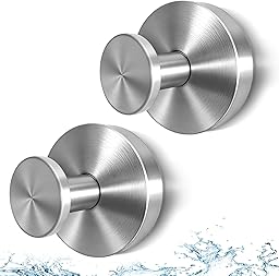 HWERTHREEMER 2026 Upgraded Suction Cup Hooks for Shower, Heavy Duty Vacuum Lock No Drill Stainless Steel Hooks, Rustproof Silver Bathroom Towel Hooks for Glass Door Tile & Windows, 2 Pack