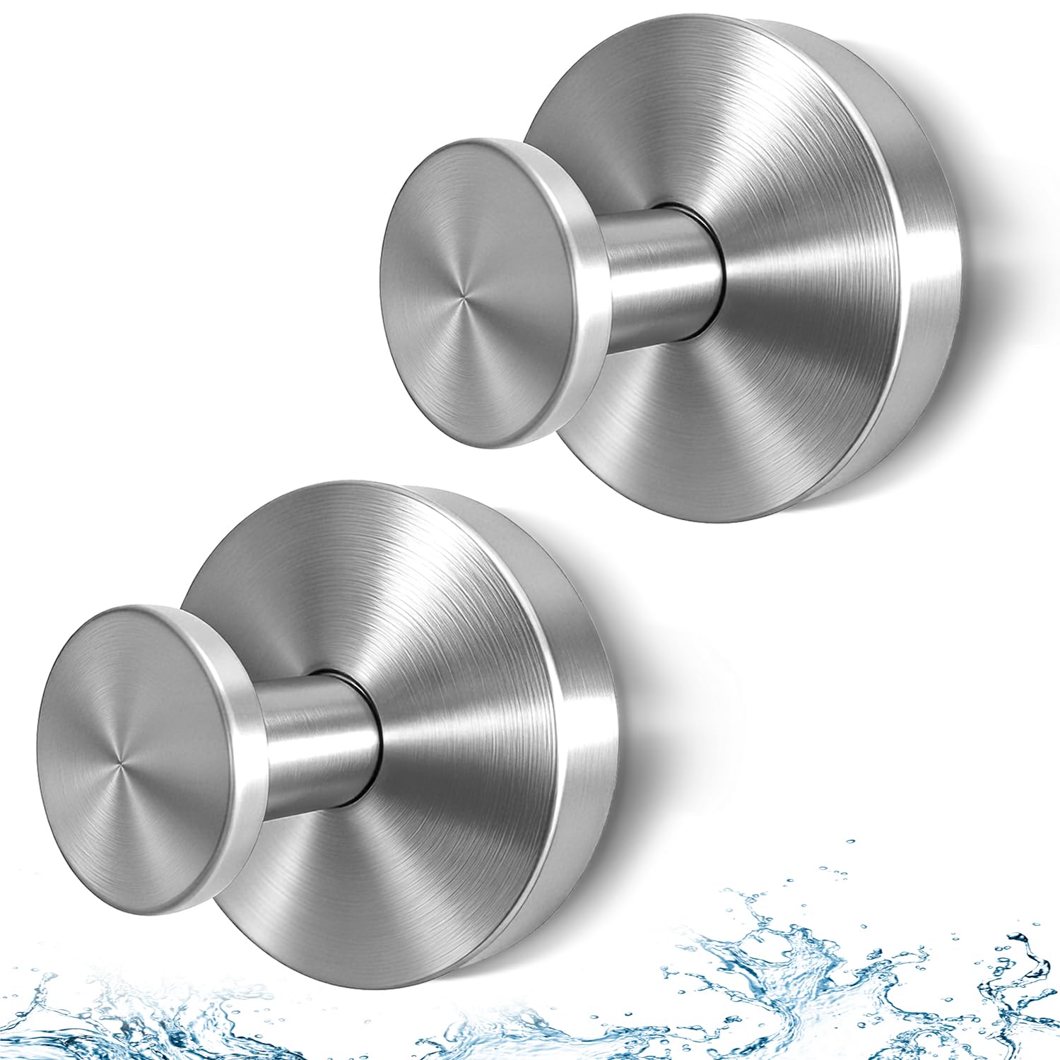 HWERTHREEMER 2026 Upgraded Suction Cup Hooks for Shower, Heavy Duty Vacuum Lock No Drill Stainless Steel Hooks, Rustproof Silver Bathroom Towel Hooks for Glass Door Tile & Windows, 2 Pack - 2