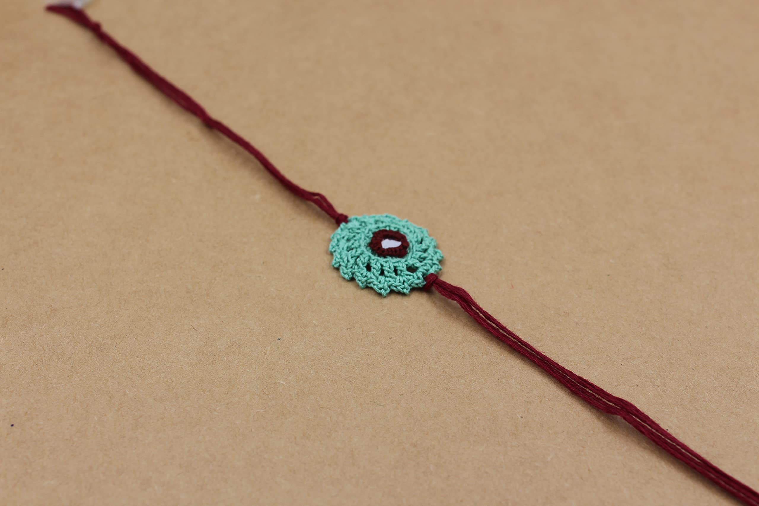 Prapti Handicrafts Handmade Designer Crochet Eco-Friendly Rakhi For Brothers,Sisters,kids Combo Pack (sea green flower) 1