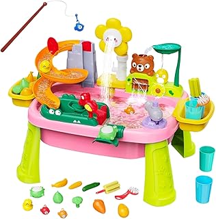 Generisch Baby Water Game Table, Toy with Electric Pump, Educational Toy, Fishing Game, Role Play for Children 3-8 Years, Girls, Garden, Camping, Nursery, Travel