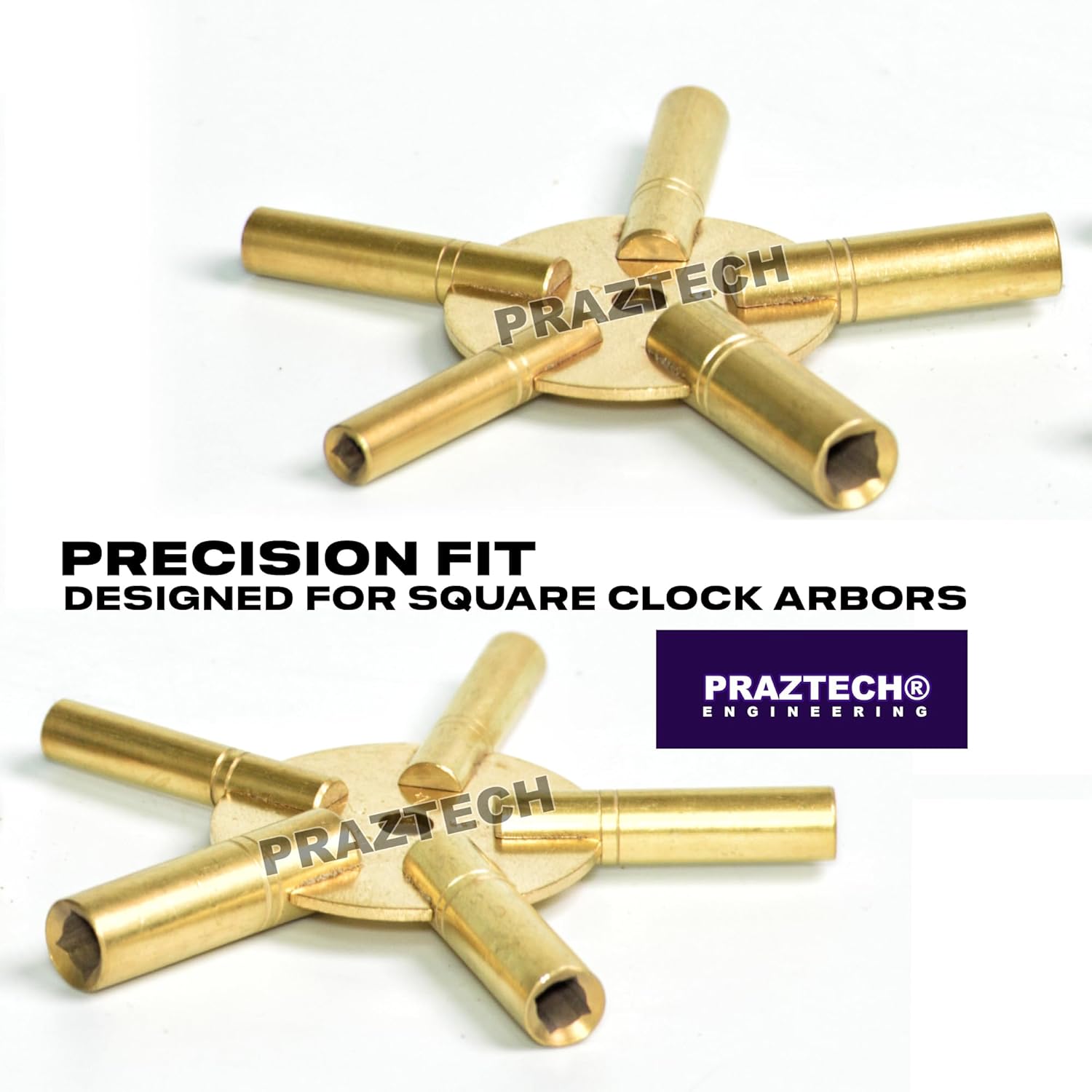 PRAZTECH® 10‑in‑1 Solid Dual Brass Clock Winding Key Set – Universal Odd & Even Sizes 2 to 11 | For Mantel, Wall & Antique Clocks