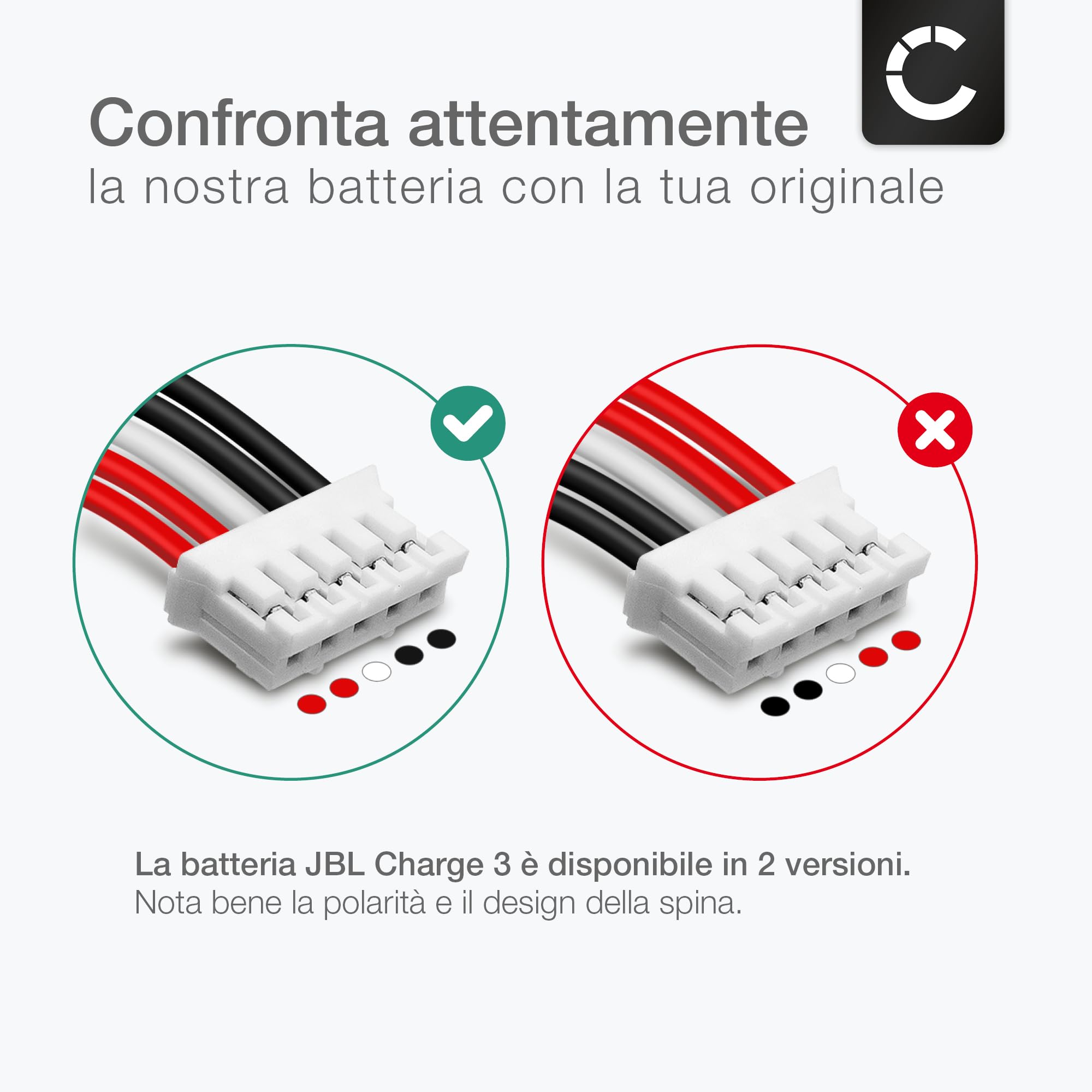 CELLONIC, Batteria per altoparlante compatibile con JBL Charge 3, Charge 3 Stealth Edition (6000mAh, 3.7V) Batteria di Ricambio GSP1029102A - Version 1