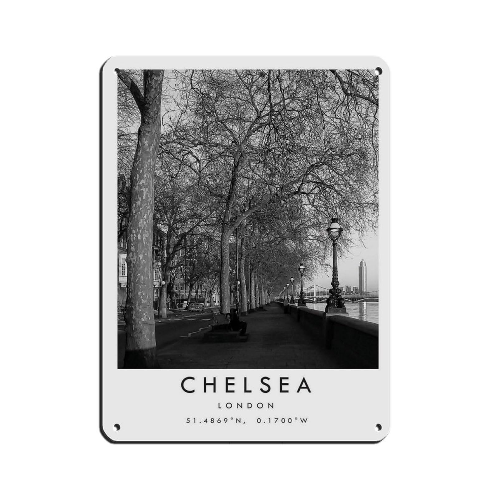Lxwnze 30L X 40W Cm Chelsea Travel, Chelsea Poster Tin Sign Vintage Metal Pub Club Cafe Bar Home Wall Art Decoration Poster Retro 12X16inch(30X40cm)