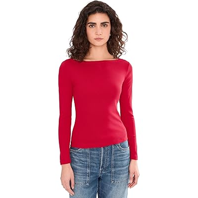 Madewell The 90s Boatneck Tee in Compact Cotton cherry