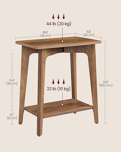 Miniatura 3 de VASAGLE MAEZO Collection - Mesa auxiliar, mesa auxiliar rectangular pequeña de 2 niveles, 11.8 x 18.9 x 21.8 pulgadas, mesita de noche con patas