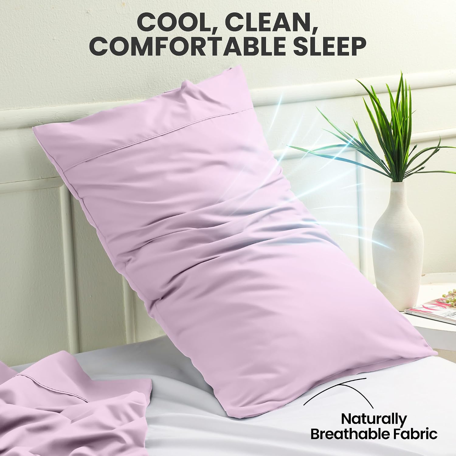 Pillow Cases Standard Set of 2, Ultra Soft Comfy Pillow Covers, Lavender thumbnail