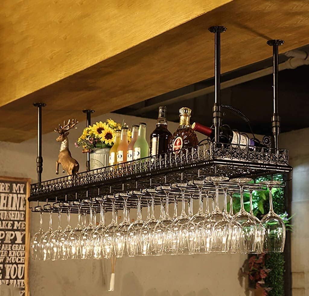 Casier à vin mural pour libérer l'espace de votre cuisine avec rangement pour verres 100cm