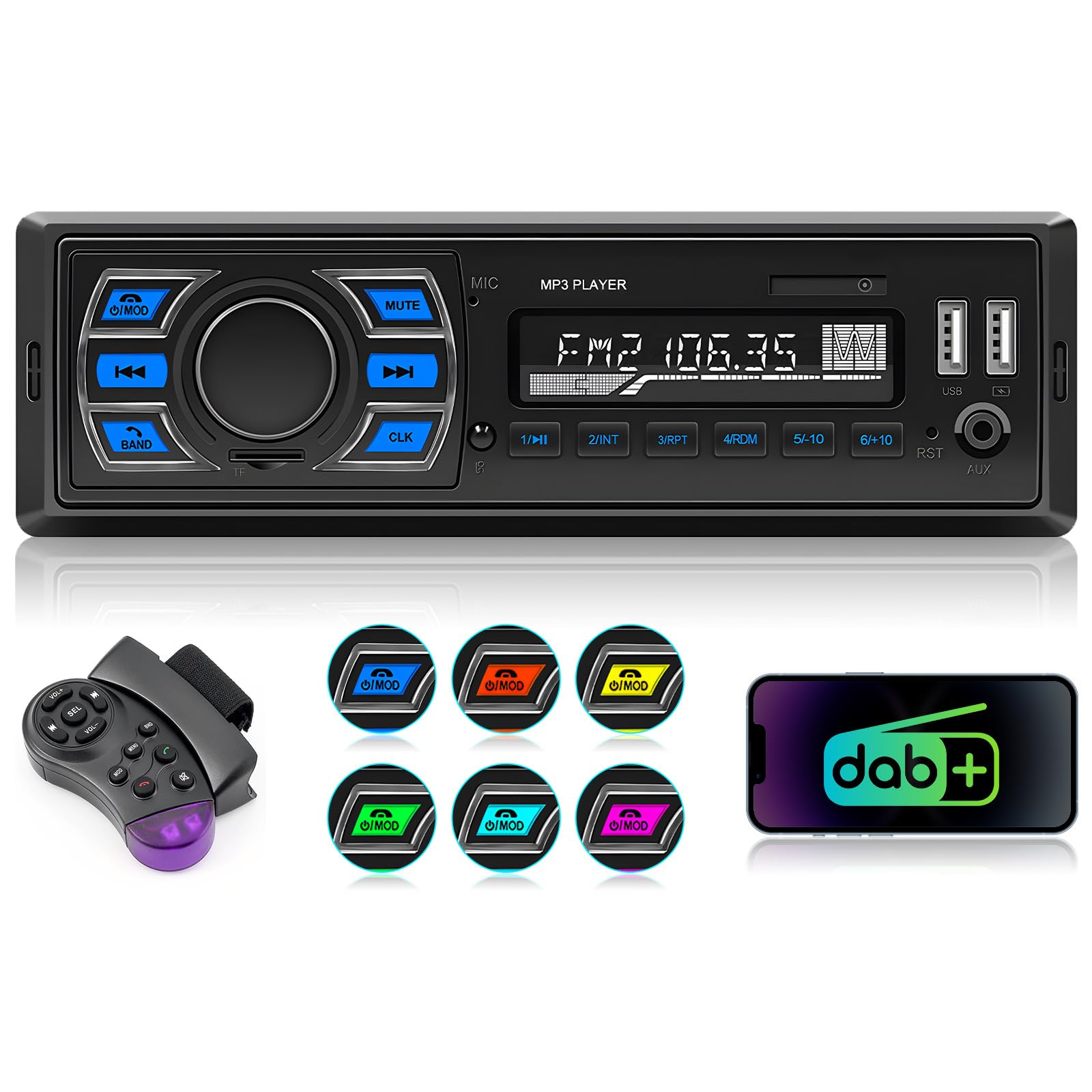 Hikity Dab/Dab+ Autoradio avec Bluetooth FM