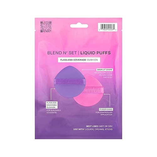 Miniatura 11 de Freeman Juego de 8 esponjas líquidas Blend N' Set, almohadillas de maquillaje para base líquida y crema, corrector, rubor e iluminador, soplo