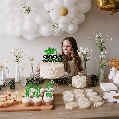 Miniatura 137 de Paquete de 24 adornos dorados para cupcakes de graduación 2025 con purpurina So Proud of You Done Diploma Graduation Cap Cupcake Picks Class of 2025