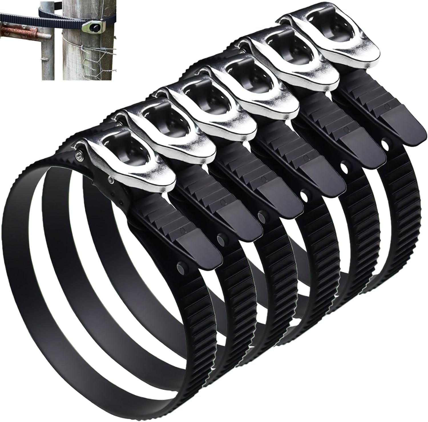 Heavy-Duty Stainless Steel Grip Lock Straps, Adjustable Reusable Grip Lock Ties Ties with Stainless Steel Buckle for Outdoor Fencing Gates Pipes Secure Fastening (6, 3 * 12Inch + 3 * 20Inch)