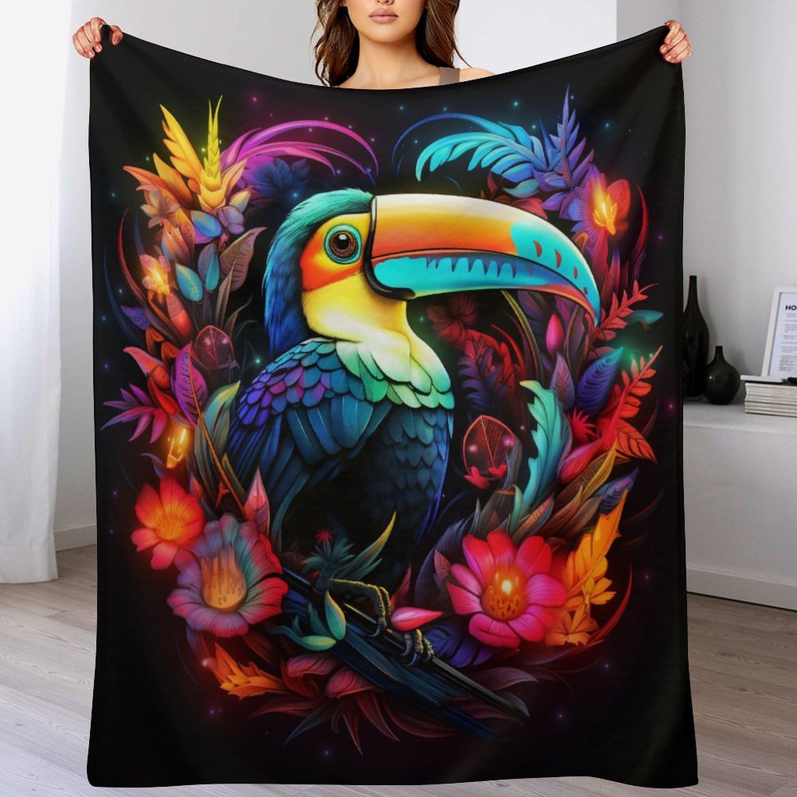 Couverture polaire toucans de qualité supérieure en flannel épaisse pour lit