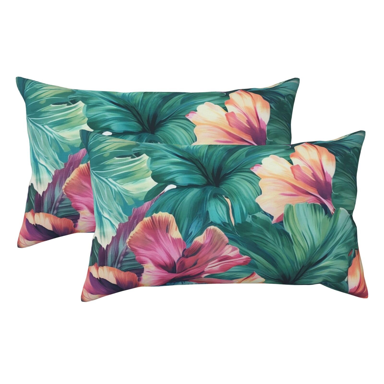 2 Pack King Pillow Cases with Hidden Zipper, Soft Breathable Pillow Covers for Hair and Skin, Tropical Floral Pillowcases 20"x36" Bed Pillow Protectors Cover for Sleeping Gifts