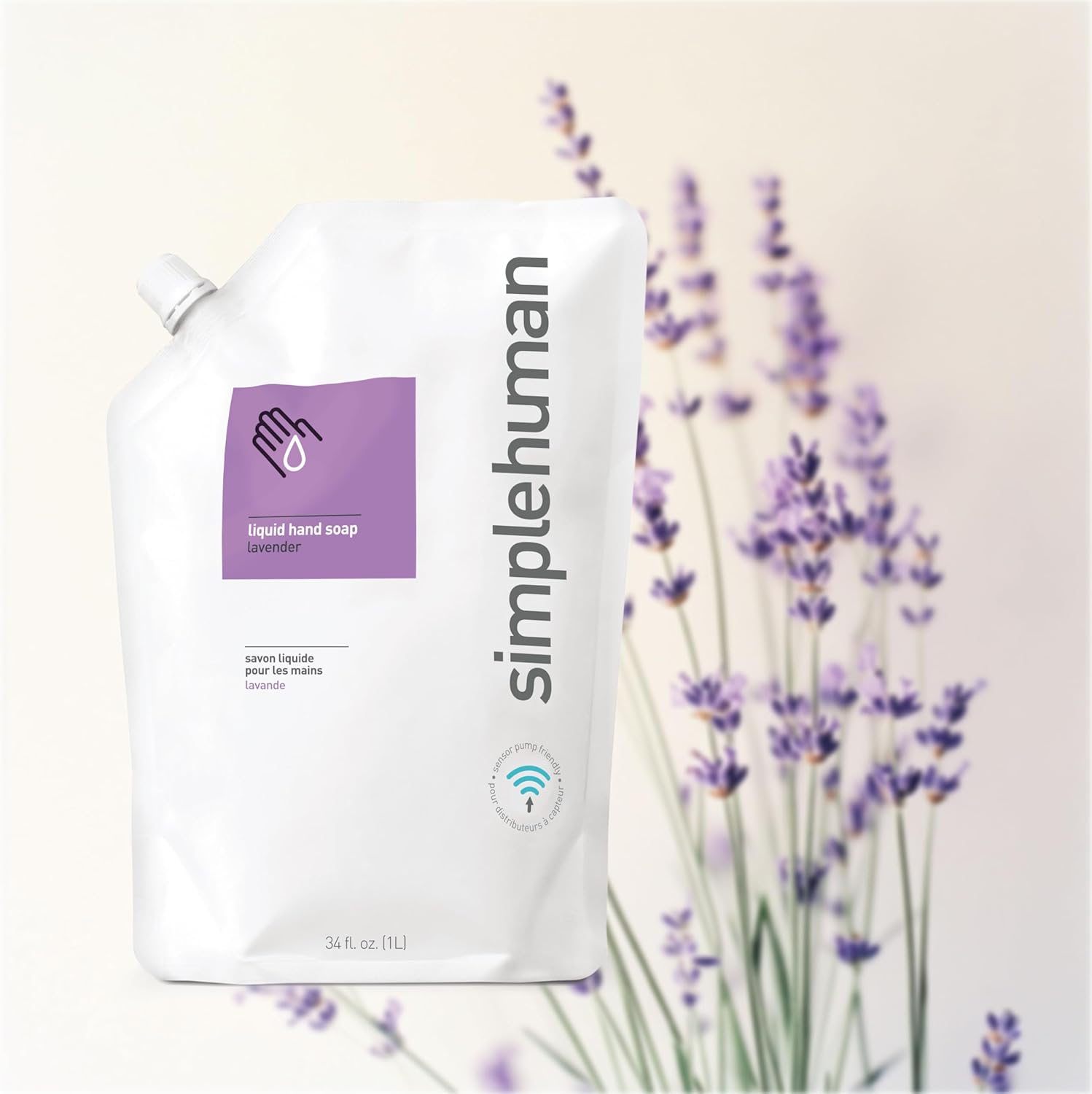 simplehuman Lavender Moisturizing Liquid Hand Soap Refill Pouch, 34 Fl. Oz. (Pack of 3) Lavender Hand Soap 34 Fl Oz (Pack of 3) (missing 1 pack)