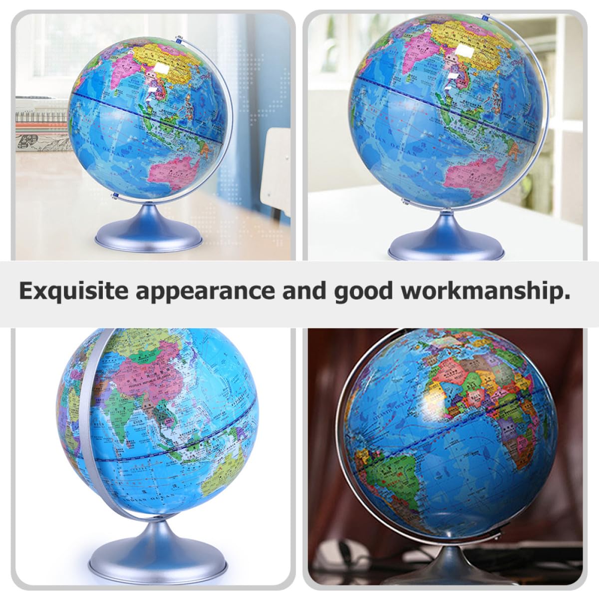 YARNOW Globo Didattico Rotante in Plastica Base Staccabile, Decorazione per Aula Scolastica e Scrivania Scuola, Strumento Educativo per Studenti