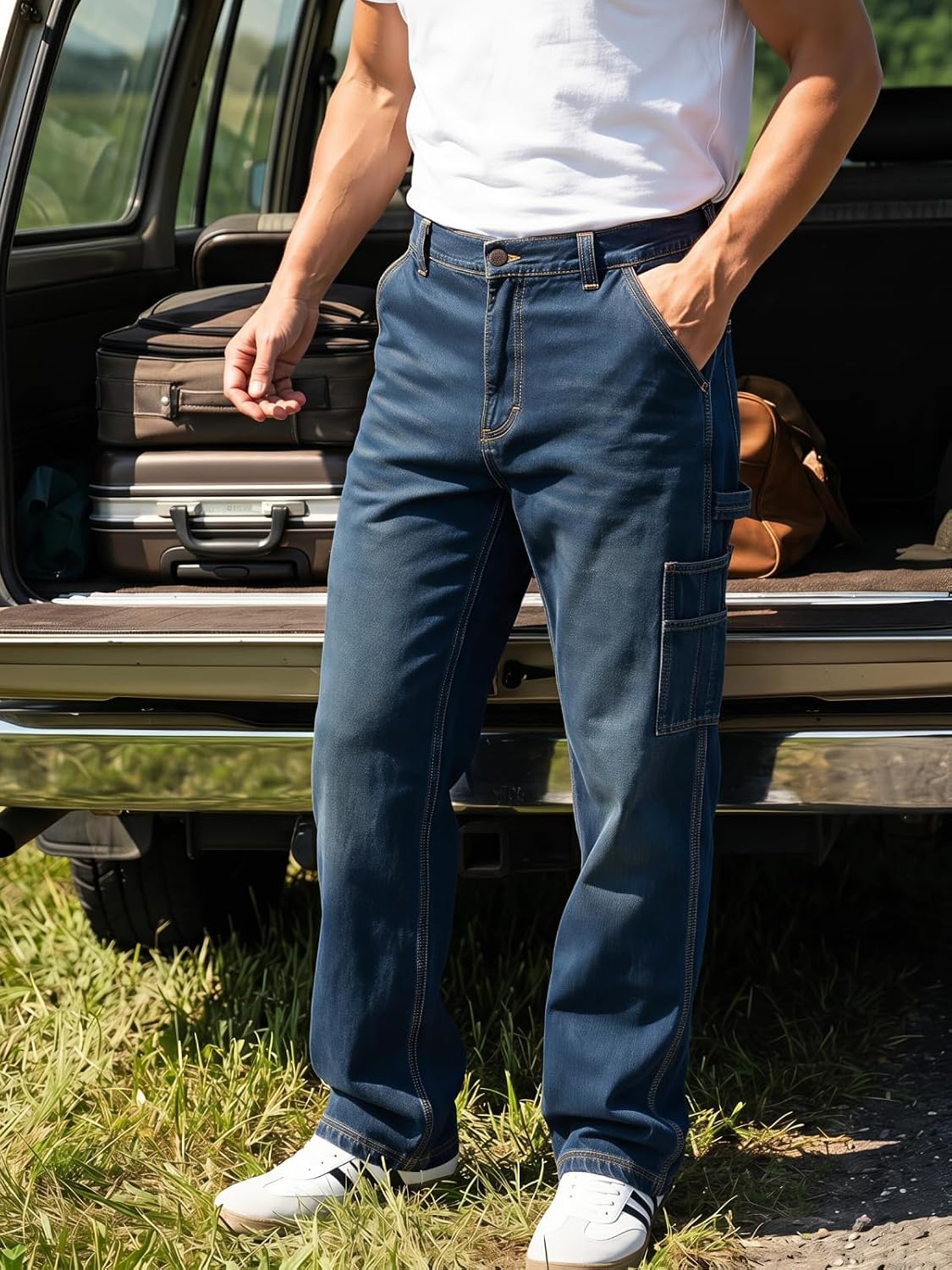 WORK IDEA Men’s Carpenter Jean Workwear with Utility Pockets & Hammer Loop
