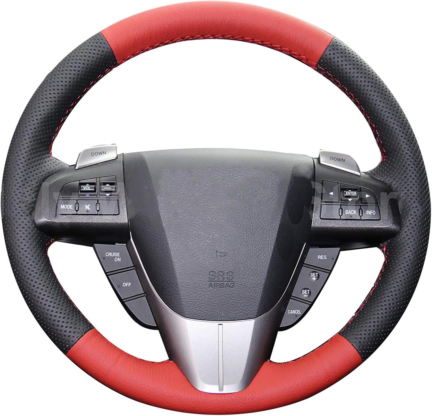 Loncky Genuine Leather Auto Custom Steering Wheel Cover for Mazda 3 2010-2013/ Mazda 6 2011-2013 / Mazda 5 2012-2015 / Mazda CX-7 2011 2012 2013/ Mazda CX-9 2010 2011 2012 2013 2014 2015 Accessories