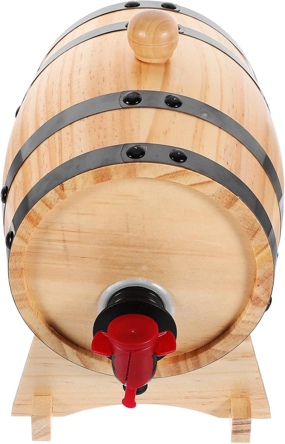 Mobestech Wooden Aging Barrel for Wine Whiskey and Rum 1L Red Wine Storage Barrel Stand Decorative Wooden Container for Home Bar