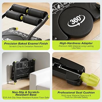 6-in-1 Ab Machine, Foldable Abdominal Exerciser with Adjustable Resistance Knob, Steel Frame & Leather Cushion, Core Workout Exercise Equipment for Home Gym, Target Abs Waist Body