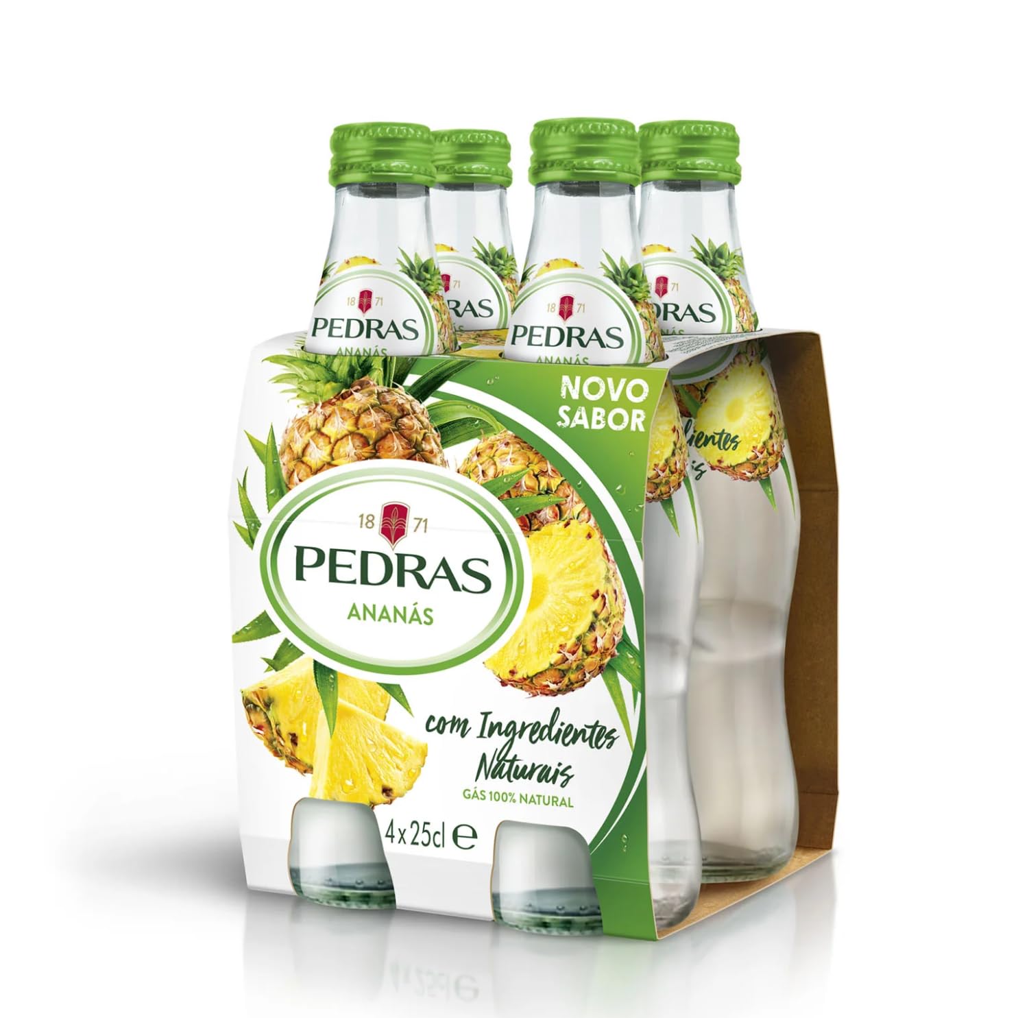 Agua con Gas con Sabor a Piña Pedras – Pack 4x25cl | Refresco Natural, Sin Azúcar, Bebida Saludable y Refrescante
