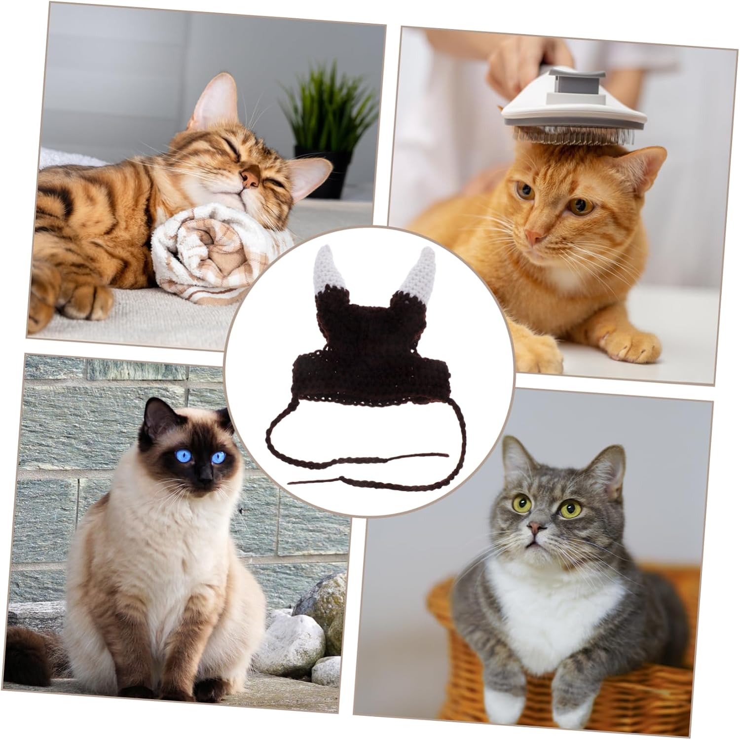 Pet Hat Costume Dog Pirate Bandana Knitted Cat Horn Hat Versatile for Parties Photo Shoots Pet's Daily Life