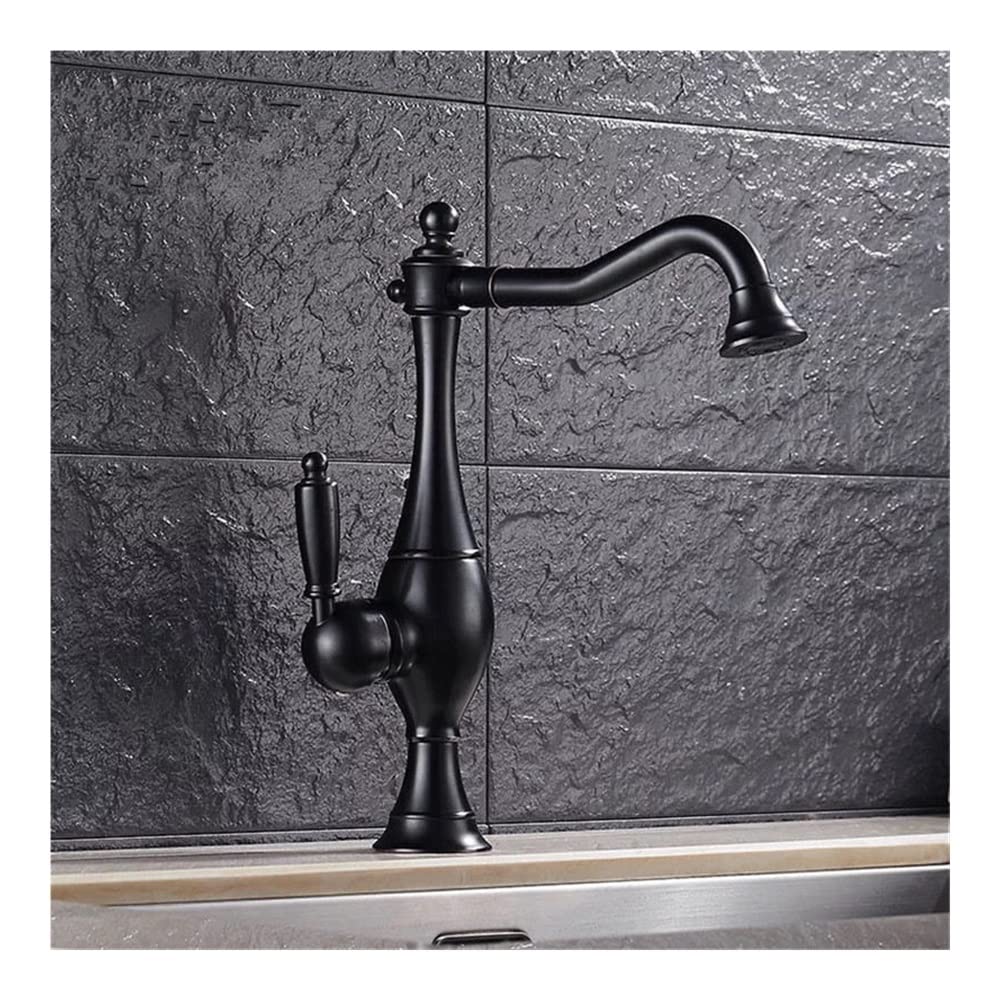 Robinet de cuisine théière rétro pour évier noir et or au quotidien chaleureux