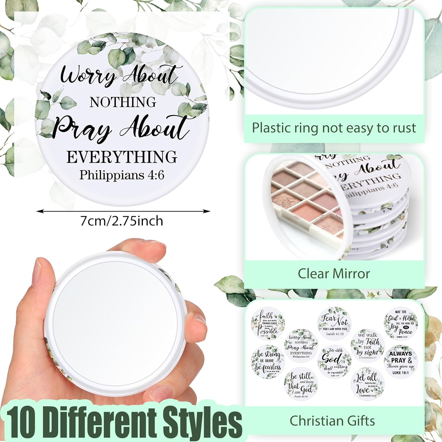 Yaomiao 160 Pcs Christian Gifts Compact Mirror Bulk for Women, Mini Inspirational Bible Verse Scripture Pocket Mirrors, Christmas Religious Gift for Women Employee Coworker Sunday Church Party Favor - Image 2