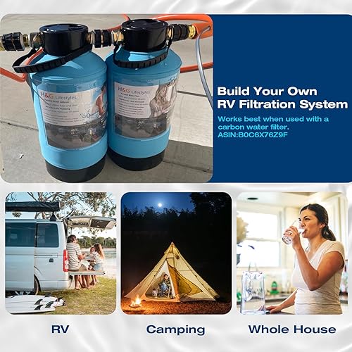 Miniatura 6 de H&G Lifestyles Filtro de agua RV para quitar el hierro del agua del pozo, suavizante de agua para caravanas, eliminación de cloro de metales pesados