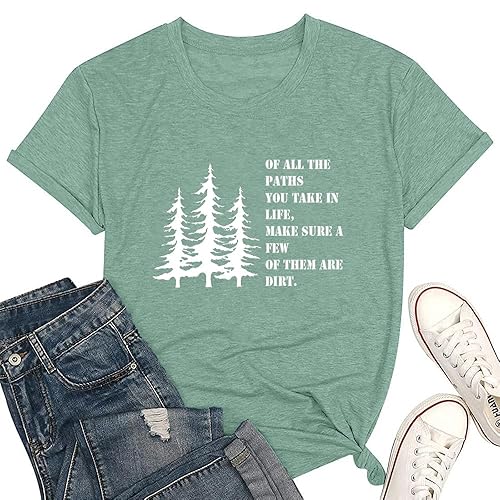 Women Hiking Mountain T Shirt Funny Pine Tree Graphic Tee