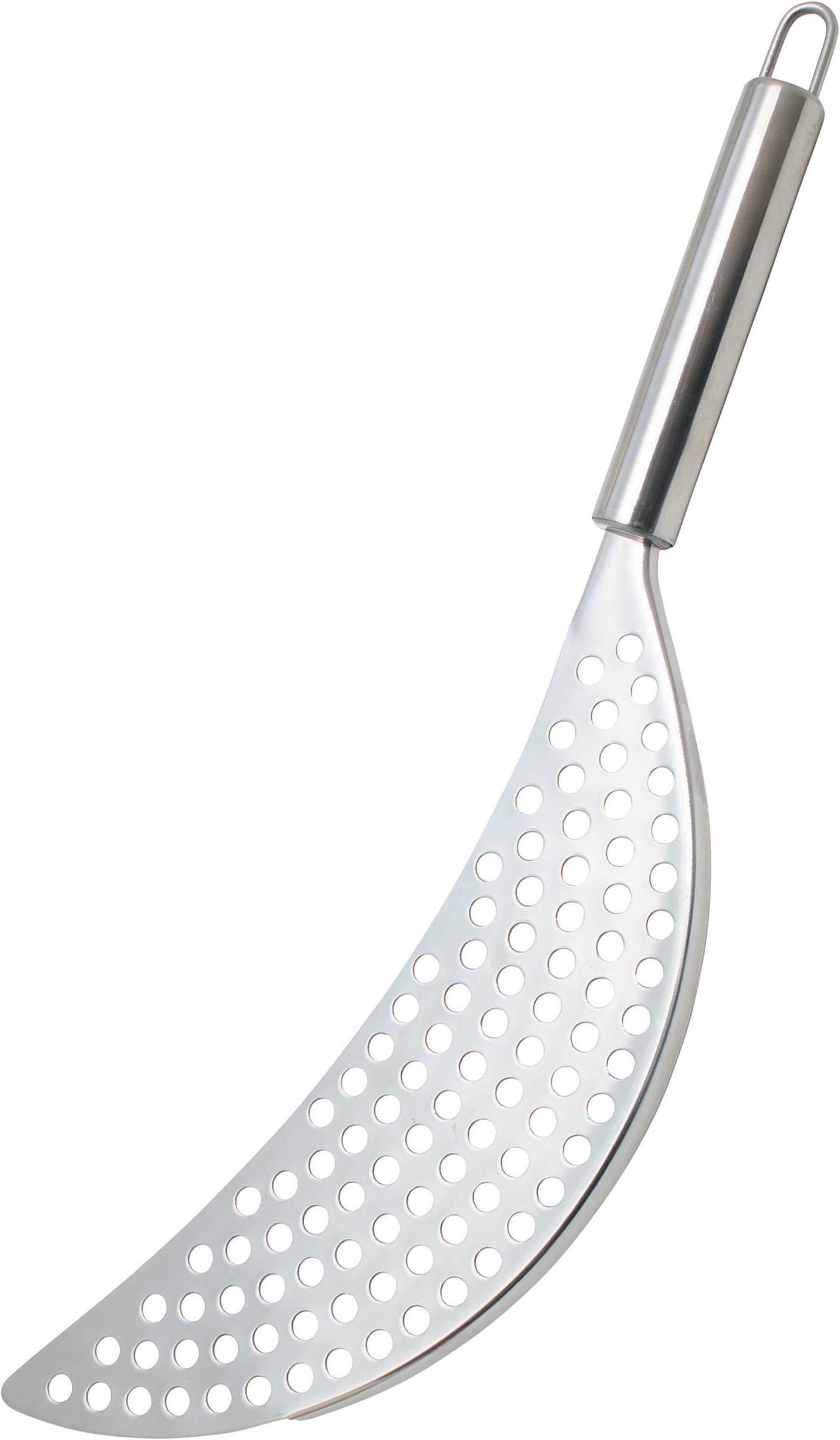 KitchenCraft Stainless Steel Half-Moon Pan Strainer / Pot Drainer, Silver