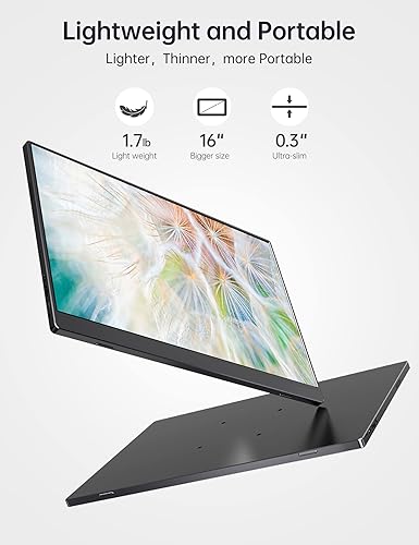 Miniatura 4 de Monitor portátil de 2 K de 16 pulgadas, 2560 x 1600, USB C, pantalla de computadora HDMI, pantalla de computadora HDR IPS, pantalla de juegos con