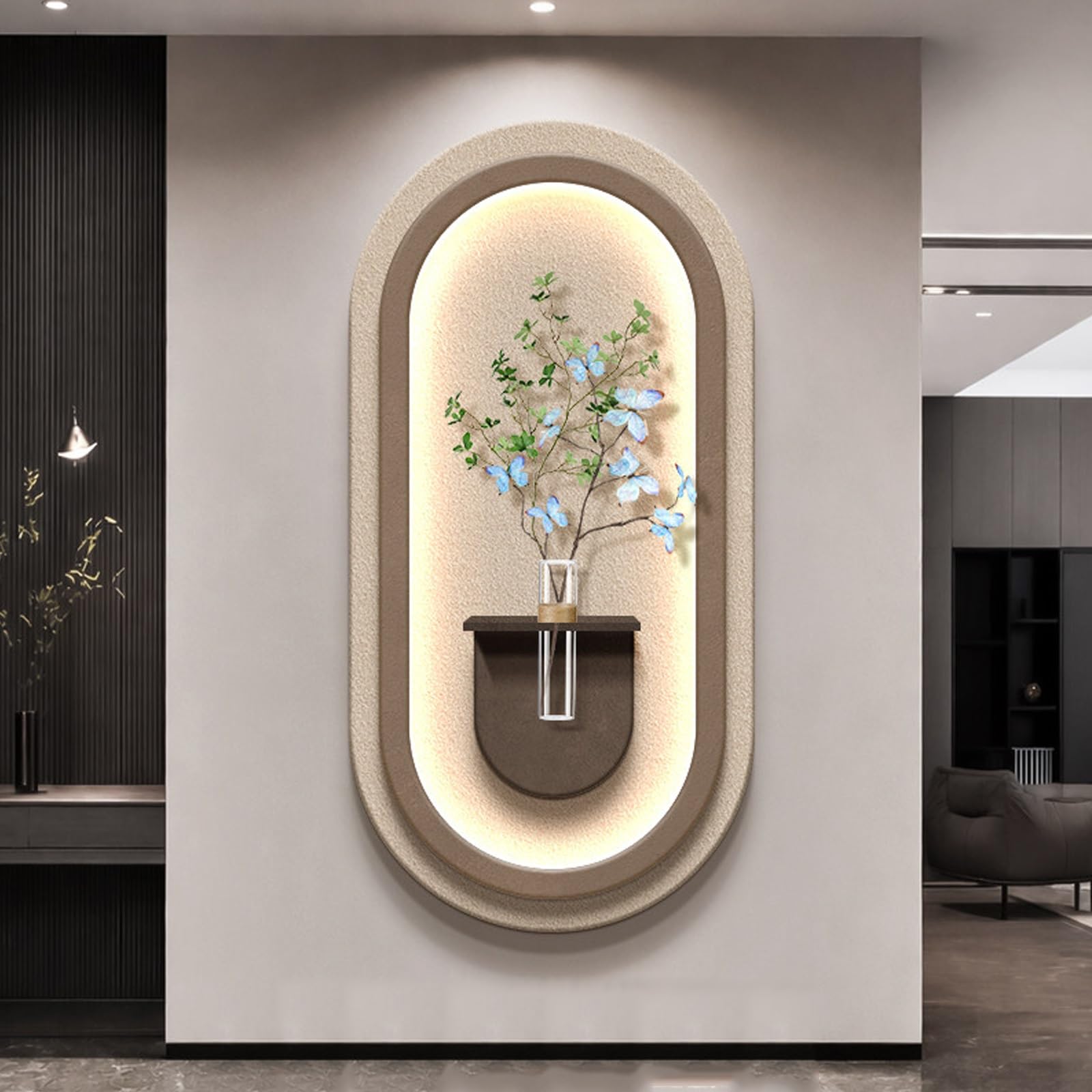 Tableau mural moderne à LED pour entrée design et salon chaleureux avec relief 3D