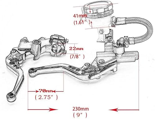 Miniatura 2 de Alpha Rider Palanca de Cilindro Maestro de Freno y Embrague CNC de 78" con Depósito de Líquido, Compatible con Motocicleta Yamaha YZF R1 R6