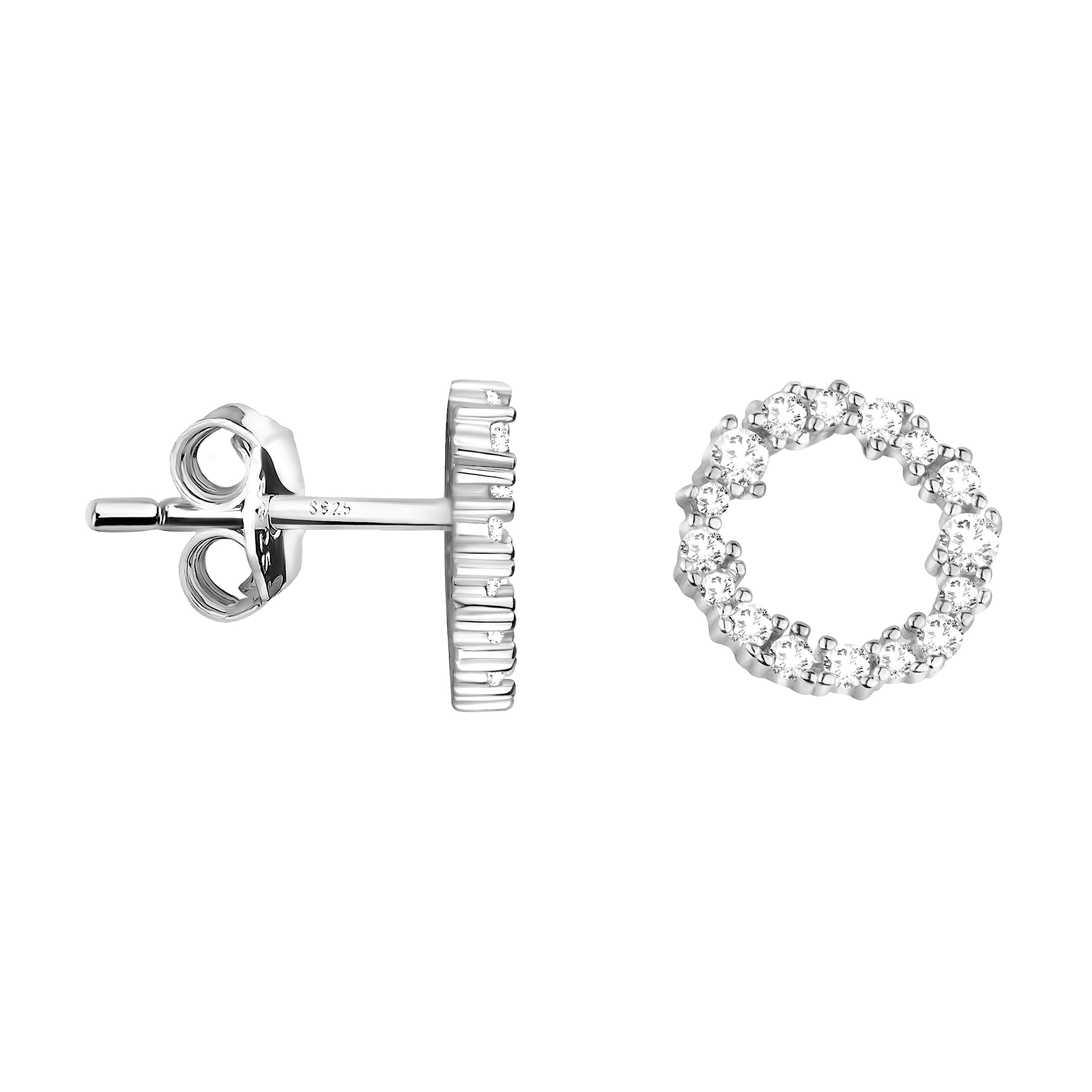 SOFIA MILANI - Orecchini da Donna in Argento 925 - con Pietra Zircone - Orecchino a Perno a Cerchio
