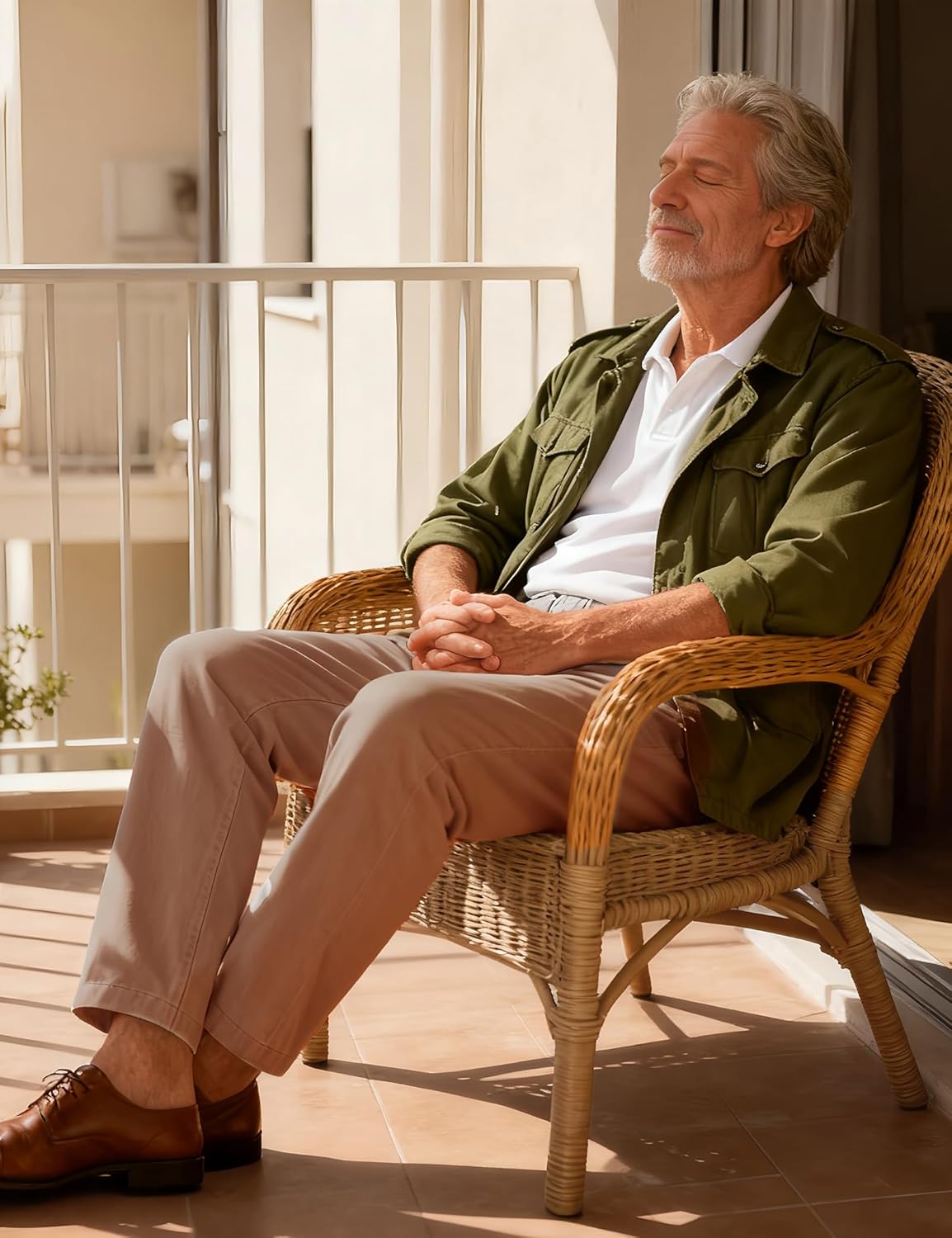 Soojun Men's Cotton Relaxed Fit Full Elastic Waist Twill Pants - Image 8