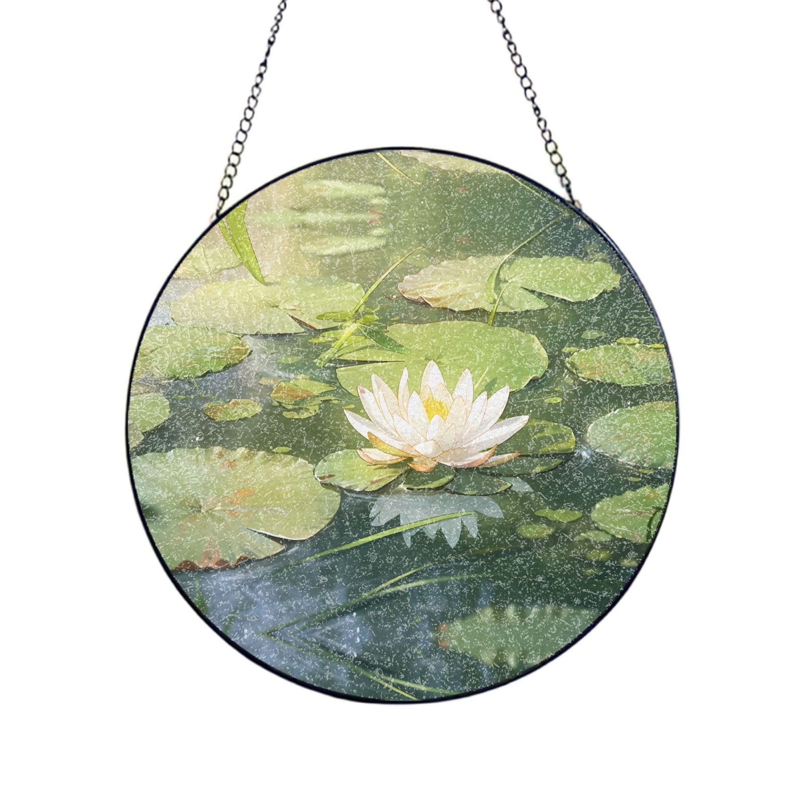 Phayah Lily Print Stained Glass Window Hanging Sun Catchers Decoration Mother'S Day Birthday Gifts For Home Garden Porch 6in（15cm）