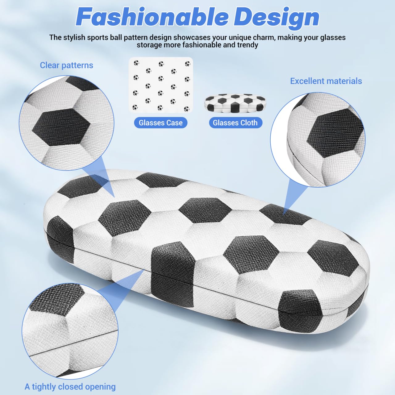 FOMIYES Funda rígida para gafas para niños con divertido patrón de baloncesto protector de almacenamiento de gafas con paño de limpieza para niños