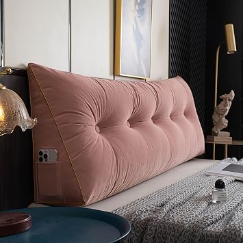 Large Wedge Pillow Bolster Headboard Back Support Backrest Positioning Reading Pillow Large Triangular Wedge Headboard Pillow for Sitting with Removable Cover