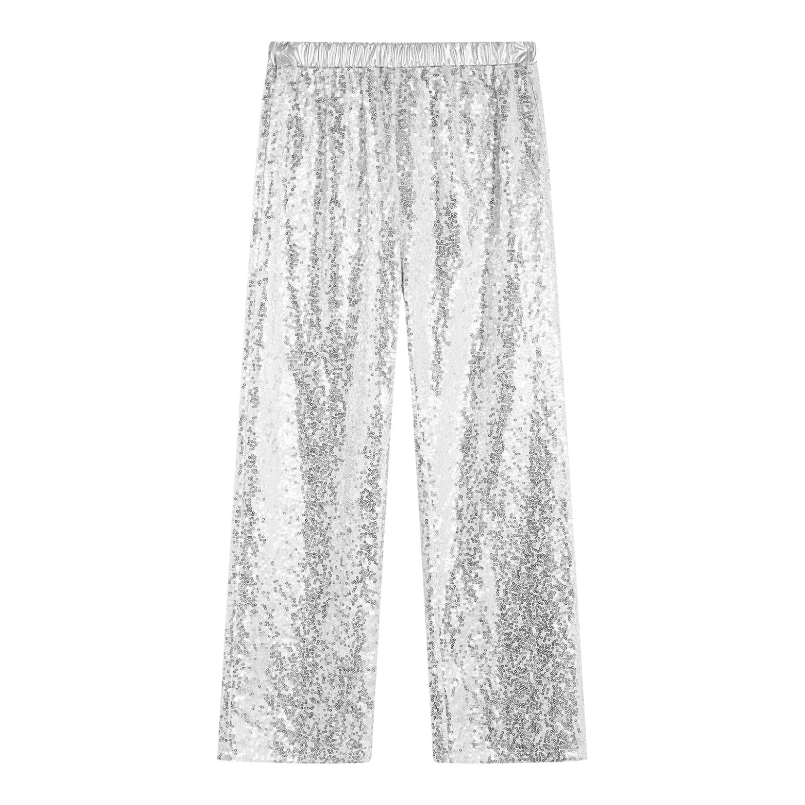 Runhomal Enfant Garçon Fille Pantalon de Danse Jazz Paillettes Brillants Pantalon Patte d'Elephant Costume Danse Latine Tango Hip-Hop 5-16 Ans