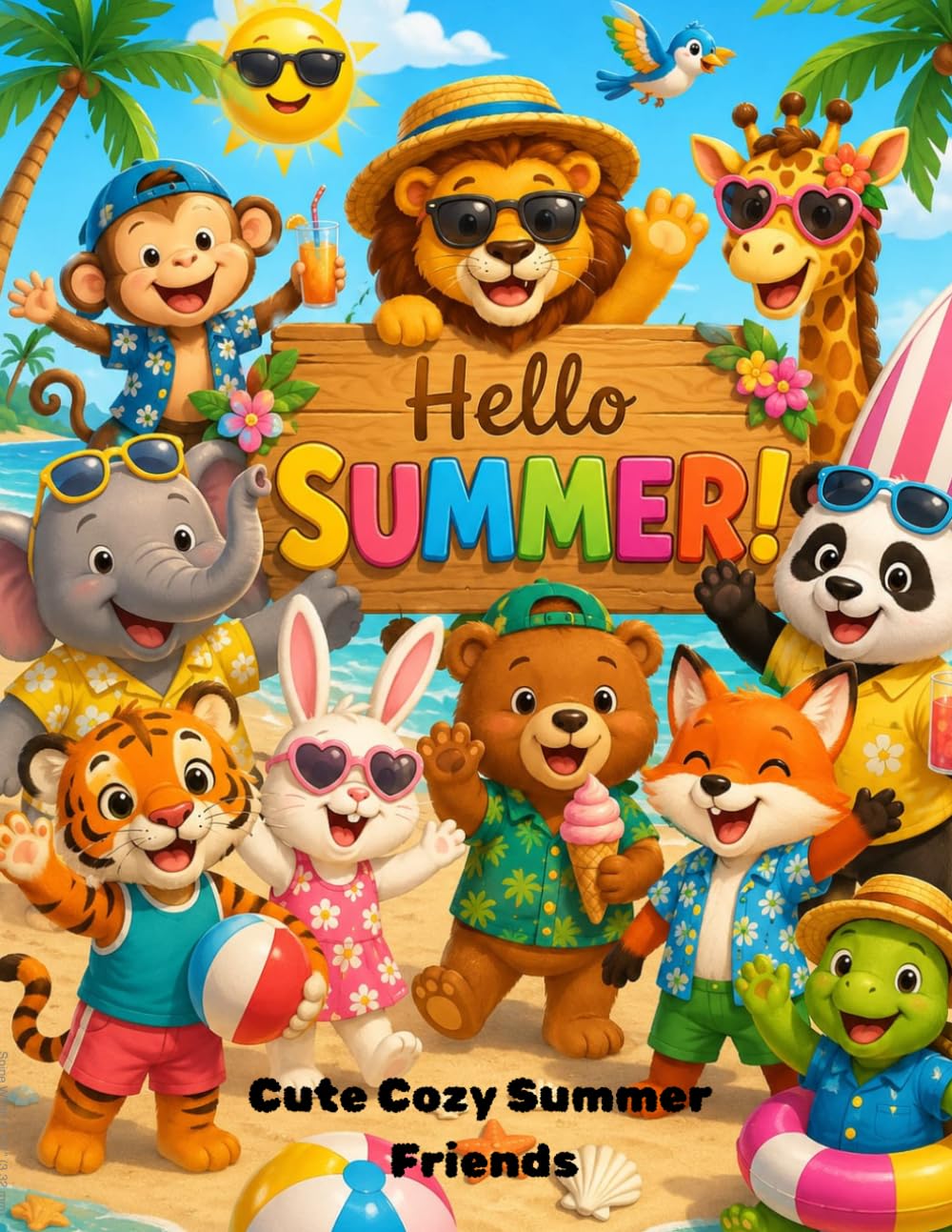 Cute Cozy Summer Friends Coloring Book For Kids: Adorable Animal Friends Enjoying Fun Summer Activities | Easy Coloring Book for Kids and Toddlers Ages 3-8
