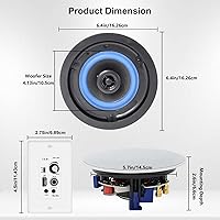 Vista 4 de Herdio 4 Inch Bluetooth Ceiling Speakers 160W Flush Mount in Wall Amplifier Receiver Suitable for Indoor Home & Covered Outdoor Porch (Pairs)