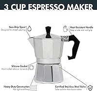 Vista 2 de Primula Cafetera Clásica de Estufa para Espresso y Café, Olla Moka para Preparación de Café Italiano y Cubano, Cafetera Greca, Cafeteras, 3 Tazas
