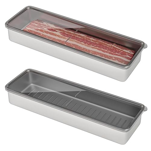 Freshmage Bacon Container for Refrigerator, 1 Pack 304 Stainless Steel
